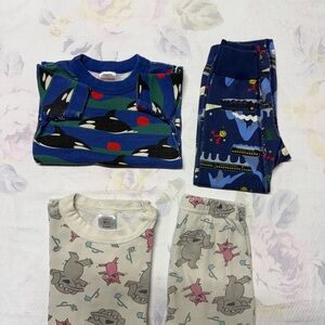 Hanna Andersson Blue and Red Kids Crewneck Pajama Top lot of 2